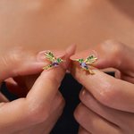 Personalized Hummingbird Birthstone Zircon Stud Earrings Dainty Jewellery Birthday Anniversary Gift for Women Hummingbird Lovers