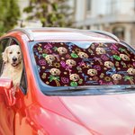 Gepersonaliseerde 1-3 gezicht foto's fluorescerende patroon auto windscherm zonnescherm Auto accessoires reizen verjaardag vakantie cadeau voor vrienden huisdier eigenaren