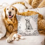 Personalized Toile De Jouy Design Dog Cat Throw Pillow Cover with Name Sympathy Sentimental Memorial Gift for Pet Owner