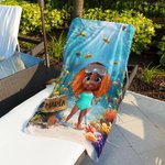 Toalla de playa personalizada de secado rápido con nombre y personaje de buceador en 3D esencial para el verano regalo de cumpleaños para niños