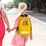 Personalisierte Cartoon Pinguin Waschbär Tiere Name Rucksack mit Reißverschluss und Seitentaschen Geburtstag zurück zu Schule Geschenk für Jungen Mädchen