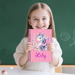 Personlig Fantasy Unicorn A5 spiralbok med navn og 120 linjerte sider Bursdagsgave til barn og studenter