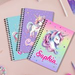 Personlig Fantasy Unicorn A5 spiralbok med navn og 120 linjerte sider Bursdagsgave til barn og studenter