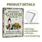 Personalized Vintage Garden Cartoon Character Metal Sign with Name Garden Decor Housewarming Birthday Gift for Grandma Mom Gardening Lovers