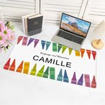 Personalized Colorful Crayon Non-slip Mouse Pad Desk Mat with Name Back to School Teacher's Day Gift for Teacher