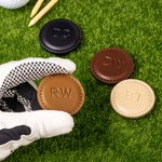 Personalised Monogram PU Leather Magnetic Golf Ball Marker Set of Two Golf Accessories Birthday Father's Day Gift for Golf Players Lovers