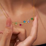 Personalisierte 1-6 Familie Zweig Geburtssteine Halskette Zierliche Schmuck Geburtstag Jahrestag Geschenk für Frauen