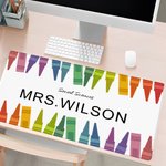 Personalized Colorful Crayon Non-slip Mouse Pad Desk Mat with Name Back to School Teacher's Day Gift for Teacher