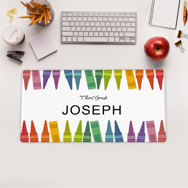 Personalized Colorful Crayon Non-slip Mouse Pad Desk Mat with Name Back to School Teacher's Day Gift for Teacher