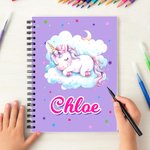 Personlig Fantasy Unicorn A5 spiralbok med navn og 120 linjerte sider Bursdagsgave til barn og studenter