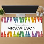 Personalized Colorful Crayon Non-slip Mouse Pad Desk Mat with Name Back to School Teacher's Day Gift for Teacher