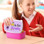 Lonchera Personalizada con el Nombre de un Personaje de Caricatura Lápiz Manzana Inicial Seguro para Alimentos Regalo de Cumpleaños de Regreso a la Escuela para Niños Niñas