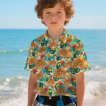 Personalised Dog Cat Character Face Photo Tropical Flowers Leaves Hawaiian Shirt Beach Party Birthday Gift for Family Pet Lover