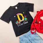 Gepersonaliseerd Schattig Potlood Ontwerp Initiaal Huidvriendelijk Kinder T-shirt Sweatshirt met Naam Terug naar School Verjaardagscadeau voor Jongens Meisjes