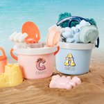 Personalised Cartoon Initial Beach Pail Shovel Sand Model Toy Set with Name Seaside Beach Party Holiday Gift for Boys Girls