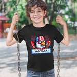 Personalised Eagle Fireworks Multicolour Soft Kid T-shirt with Name Patriotic 4th of July Independence Day Gift for Boys Girls