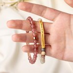 Personalized Natural Stone Bracelet with Engraved Text Charm Motivational Jewelry Wedding Birthday Gift for Women
