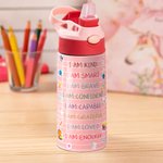 Gepersonaliseerde I Am Smart Brave Cartoon Character 12 oz geïsoleerde Kid waterfles met handvat en rietje terug naar school Verjaardagscadeau voor jongens meisjes