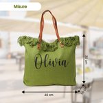 Borsa tote in tela personalizzata con nome e maniglia in pelle accessorio da viaggio festa della mamma regalo di compleanno per donne
