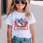Personalised Eagle Fireworks Multicolour Soft Kid T-shirt with Name Patriotic 4th of July Independence Day Gift for Boys Girls