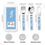 Personifierad söt björn tiger balett djur initialer barngaffel sked kniv 3 delar bestickset med fodral och namn födelsedag skolstart present till barn