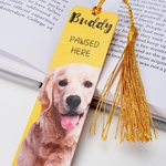 Personalised Pawsed Here Dog Cat Photo Bookmark with Tassel and Name School Supplies Birthday Anniversary Pet Party Gift for Pet Lovers