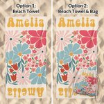 Personalised Multicolour Floral Quick Dry Oversized Beach Towel with Name Summer Holiday Pool Party Gift for Women Swimming Lovers