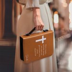 Personalised Cross Birth Flower PU Leather Bible Cover Case with Name Text and Carry Handle Baptism Religious Day Gift for Christians