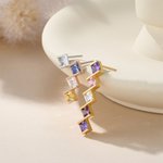 Personalisierte 1-5 Quadrat Familie Birthstones Ohrringe Zierlich Schmuck Geburtstag Jahrestag Geschenk für Frauen