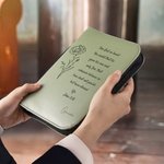 Personalised Cross Birth Flower PU Leather Bible Cover Case with Name Text and Carry Handle Baptism Religious Day Gift for Christians