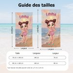 Serviette de Plage à Séchage Rapide Personnalisée avec Nom et Peronnage de Dessin Animé Accessoire Estival de Vacances Cadeau pour Femme Fille