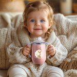 Personalized Crown Bow Animals 10 oz Insulated Name Sippy Cup with Lid and Handle Birthday Baby Shower Back to School Gift for Toddler Kids