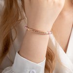 Personalized Natural Stone Bracelet with Engraved Text Charm Motivational Jewelry Wedding Birthday Gift for Women