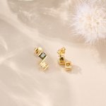 Personalisierte 1-5 Quadrat Familie Birthstones Ohrringe Zierlich Schmuck Geburtstag Jahrestag Geschenk für Frauen
