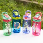 Personalisierte Initial Forest Animal 16 oz Wasserflasche mit Silikon-Strohhalm und Griff zurück zu Schule Geburtstag Urlaub Geschenk für Jungen Mädchen