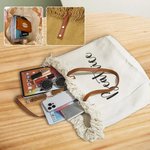 Borsa tote in tela personalizzata con nome e maniglia in pelle accessorio da viaggio festa della mamma regalo di compleanno per donne