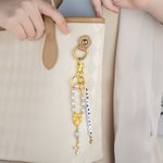 Personalized Cross Shell Beads Angel Keychain with Name First Communion Christening Baptism Gift for Christian Women Godmother