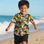 Personalised Dog Cat Character Face Photo Tropical Flowers Leaves Hawaiian Shirt Beach Party Birthday Gift for Family Pet Lover