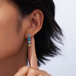 Personalisierte 1-5 Quadrat Familie Birthstones Ohrringe Zierlich Schmuck Geburtstag Jahrestag Geschenk für Frauen