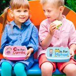 Lonchera Personalizada con el Nombre de un Personaje de Caricatura Lápiz Manzana Inicial Seguro para Alimentos Regalo de Cumpleaños de Regreso a la Escuela para Niños Niñas