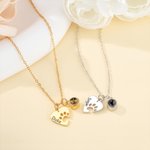 Gepersonaliseerde Hart Paw Projectie Ketting met Gegraveerde Naam Verlies Huisdier Herdenkings Sieraden Verjaardagscadeau voor Huisdier Liefhebbers Eigenaren