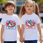 Personalised Eagle Fireworks Multicolour Soft Kid T-shirt with Name Patriotic 4th of July Independence Day Gift for Boys Girls