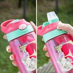 Personalisierte Initial Forest Animal 16 oz Wasserflasche mit Silikon-Strohhalm und Griff zurück zu Schule Geburtstag Urlaub Geschenk für Jungen Mädchen