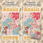 Toalla de playa personalizada de secado rápido con flores multicolor y nombre regalo para mujeres vacaciones de verano y fiesta en la piscina