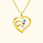 Personalised Family Heart Pendant Sterling Silver Necklace with 1-6 Engraved Names and Birthstones Mother's Day Birthday Gift for Mom Grandma