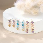 Personalisierte 1-5 Quadrat Familie Birthstones Ohrringe Zierlich Schmuck Geburtstag Jahrestag Geschenk für Frauen