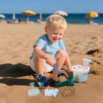 Personalised Cartoon Initial Beach Pail Shovel Sand Model Toy Set with Name Seaside Beach Party Holiday Gift for Boys Girls