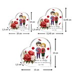Personalisierte Cartoon Paar Herzförmige Acryl-Plakette mit Namen und Segen Valentinstag Hochzeit Jahrestag Geschenk für Ehemann Ehefrau