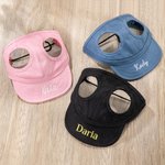 Personalisierte Hund Sonnenkappe mit Gesticktem Namen Ohrloch Verstellbarem Kordelzug Vielfältige Größen Baseballkappe Geschenk für Tierliebhaber