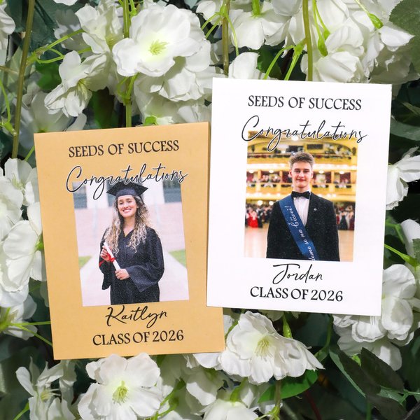 Personalized Seeds of Success Photo Seed Packet with Name and Year Set of 10 Graduation Ceremony Party Favors Gift for Graduates